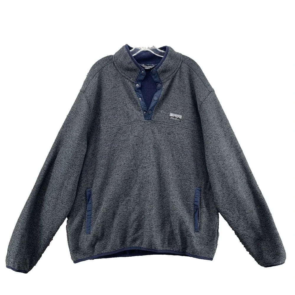 Eddie Bauer Sweater Men's XL 1/4 Button Outdoor Gorpcore Preppy Performance Tech